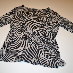 Style & Co Zebra Faux Wrap Pull On Shirt
